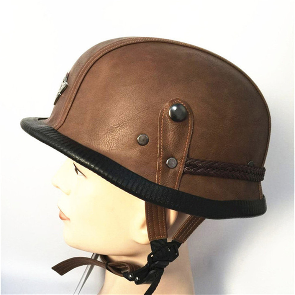 Motorcycle-Half-Face-Helmet-Retro-Racing-Riding-Leather-Vintage-Cruiser-Biker-1345684