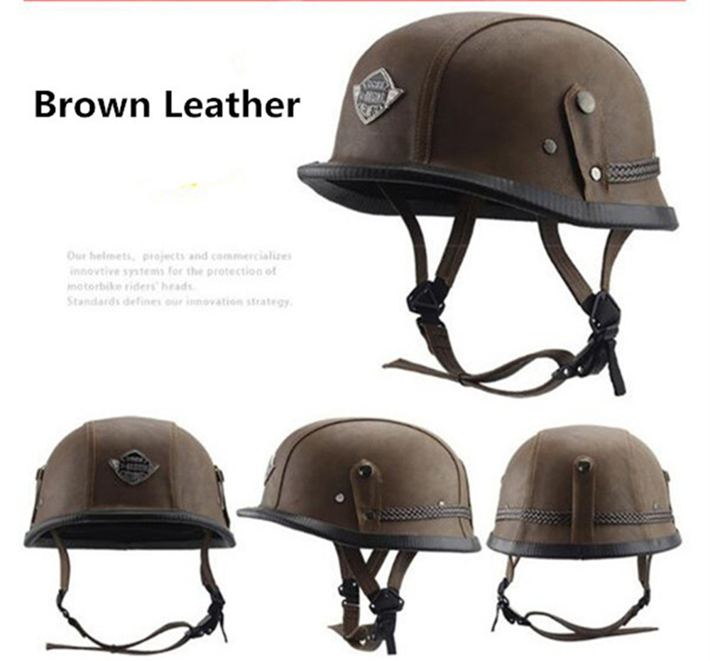 Motorcycle-Half-Face-Helmet-Retro-Racing-Riding-Leather-Vintage-Cruiser-Biker-1345684