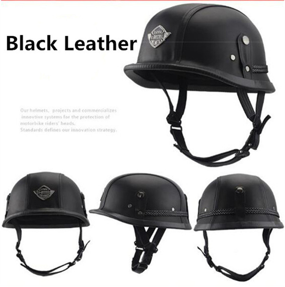Motorcycle-Half-Face-Helmet-Retro-Racing-Riding-Leather-Vintage-Cruiser-Biker-1345684