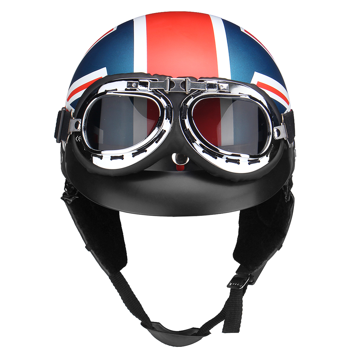 Motorcycle-Open-34-Half-Face-Helmet-With-Goggles-Sun-Visor-Adjustable-1358627