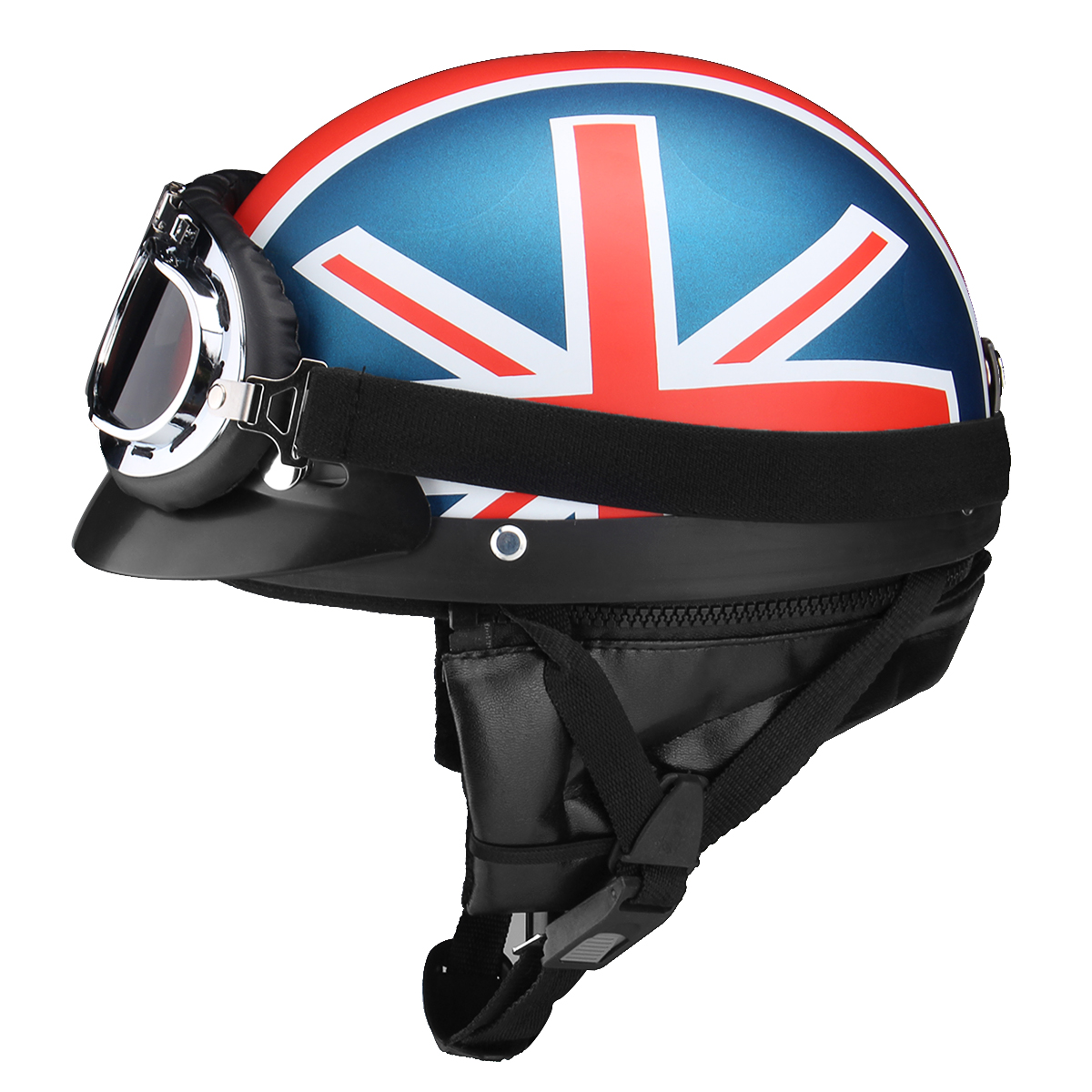 Motorcycle-Open-34-Half-Face-Helmet-With-Goggles-Sun-Visor-Adjustable-1358627