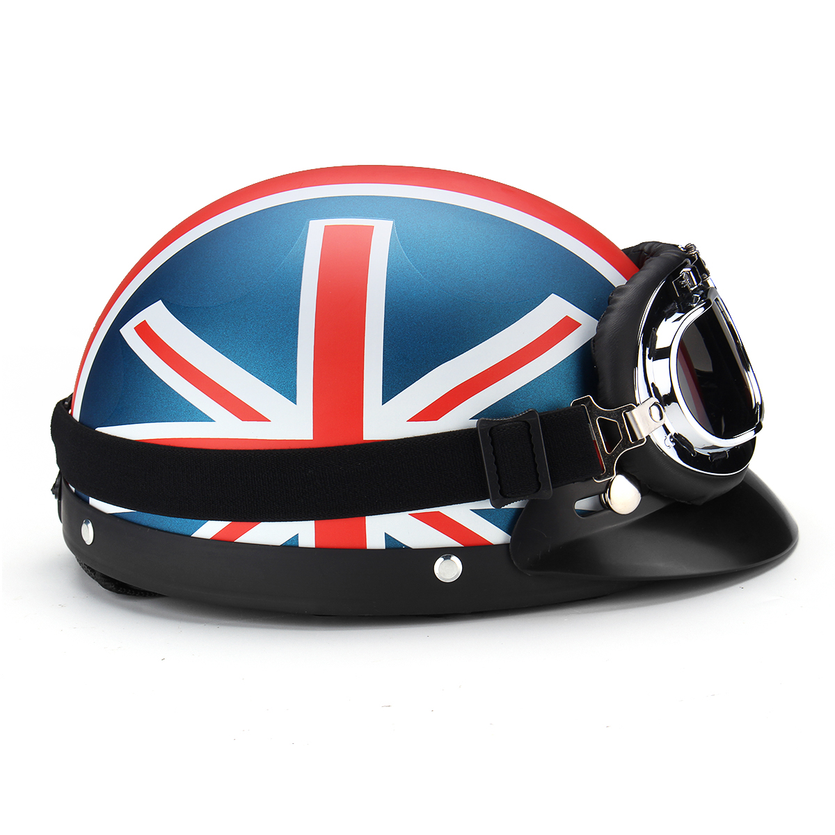 Motorcycle-Open-34-Half-Face-Helmet-With-Goggles-Sun-Visor-Adjustable-1358627