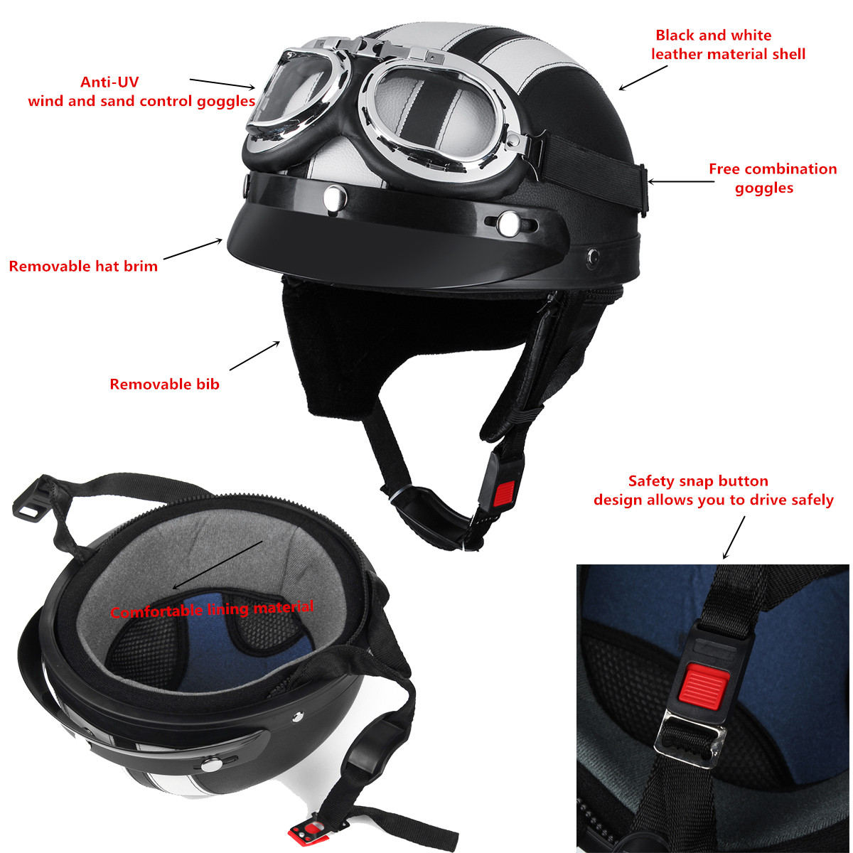 Motorcycle-Scooter-Half-Helmet-Hat-Open-Face-Shield-Visor-With-Sun-UV-Goggles-1310436