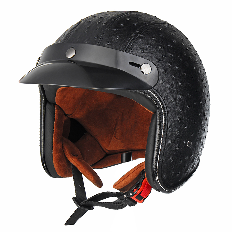 Open-Face-34-Motorcycle-Helmet-Retro-Vintage-PU-Leather-Adult-Black-Brown-1250152