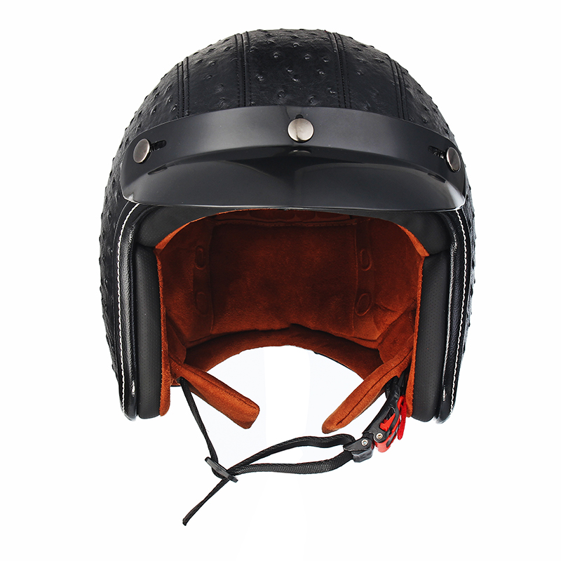Open-Face-34-Motorcycle-Helmet-Retro-Vintage-PU-Leather-Adult-Black-Brown-1250152