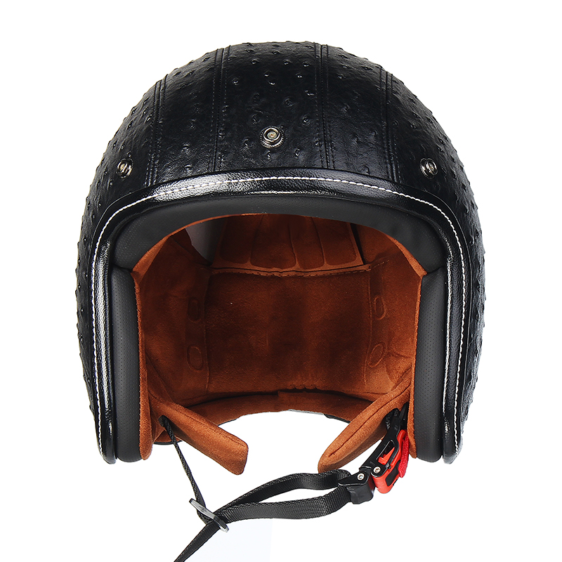 Open-Face-34-Motorcycle-Helmet-Retro-Vintage-PU-Leather-Adult-Black-Brown-1250152
