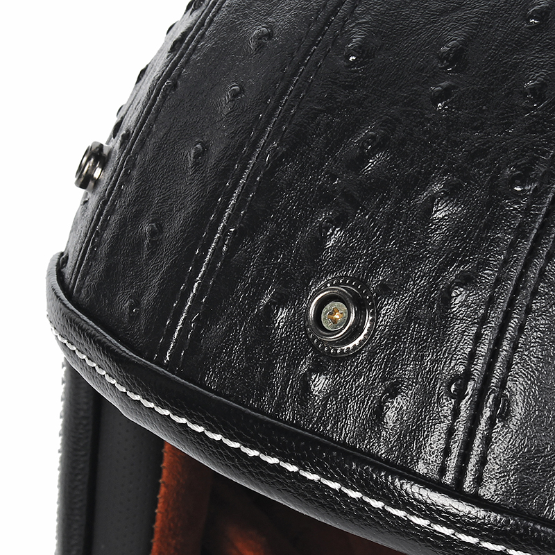 Open-Face-34-Motorcycle-Helmet-Retro-Vintage-PU-Leather-Adult-Black-Brown-1250152