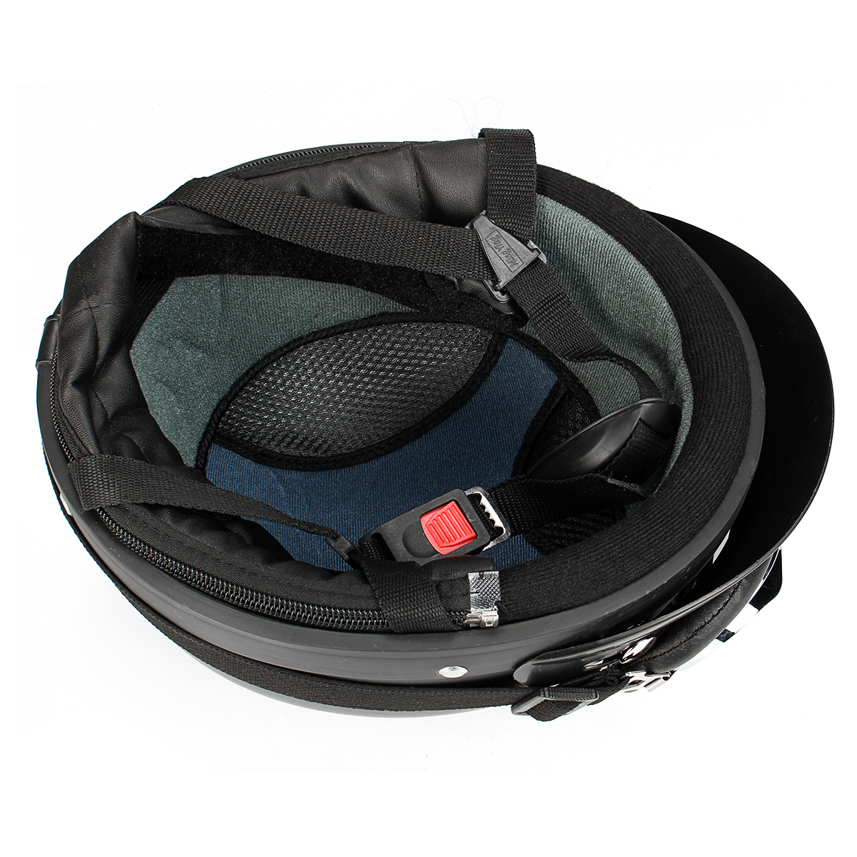 Retro-Matt-Black-Motorcycle-Half-Face-Helmet-Biker-Scooter-With-Sun-Visor-UV-Goggles-Cafe-Racer-1310411