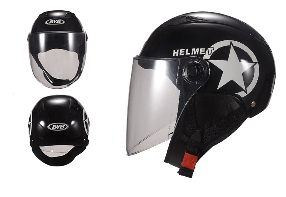 Universal-Unisex-Motorcycle-Scooter-Half-Face-Helmet-With-Transparent-Lens-Breathable-1429632