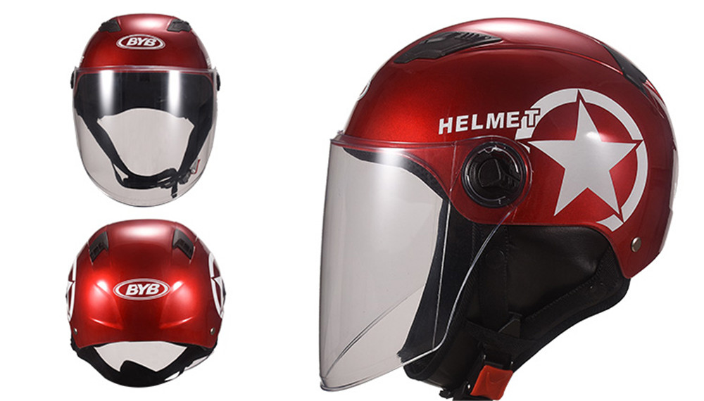 Universal-Unisex-Motorcycle-Scooter-Half-Face-Helmet-With-Transparent-Lens-Breathable-1429632