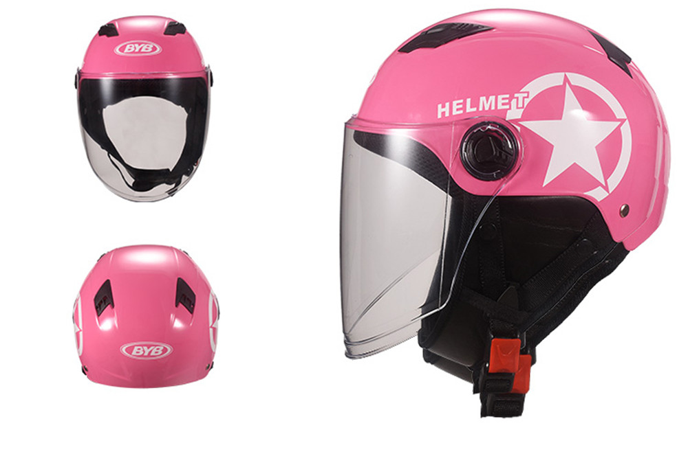 Universal-Unisex-Motorcycle-Scooter-Half-Face-Helmet-With-Transparent-Lens-Breathable-1429632