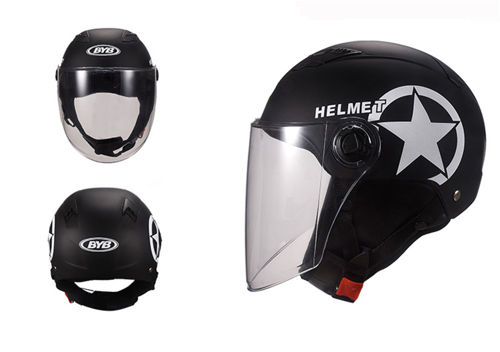 Universal-Unisex-Motorcycle-Scooter-Half-Face-Helmet-With-Transparent-Lens-Breathable-1429632