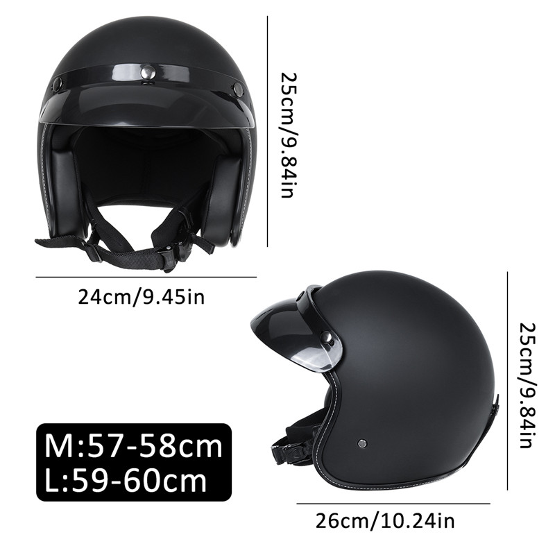 Vintage-Motorcycle-Helmet-34-with-Visor-Lens-Half-Face-Scooter-Safety-1633669