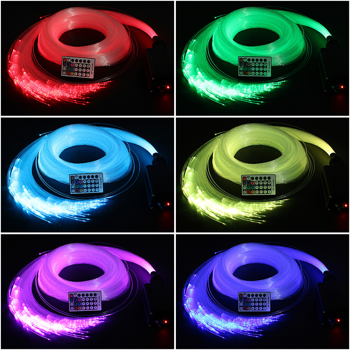 12W-RGBW-LED-Fiber-Optic-Star-Ceiling-Light-Source-Device-150Pcs-2M-075mm--28Key-RF-Remote-1469368