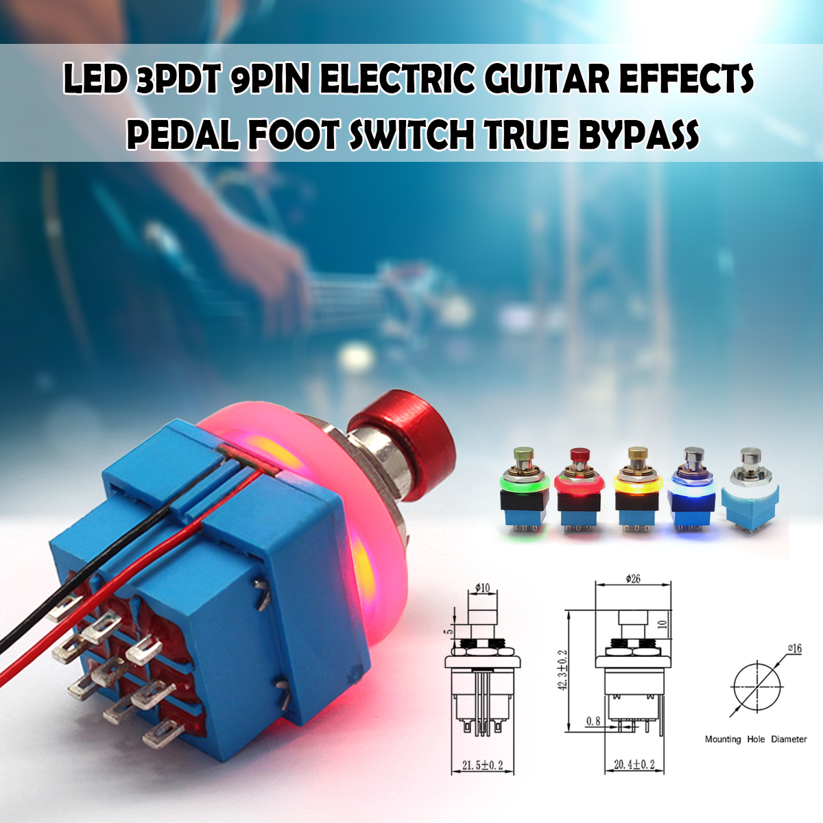 3PDT-9-PIN-Electric-LED-Guitar-Effects-Stomp-Switch-Pedal-Box-Foot-True-Bypass-1667235