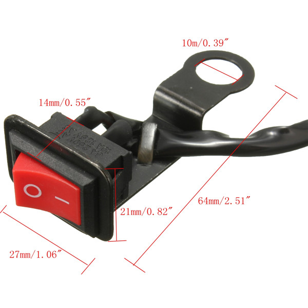 Motorcycle-ATV-Quad-Bike-Headlight-OnOff-Switch-Rear-View-Mirror-Wire-977386