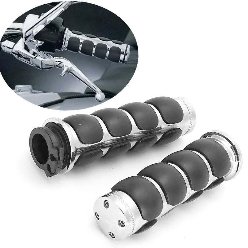 1-inch-Handlebar-Hand-Grip-Black-White-Universal-for-Harley-24196