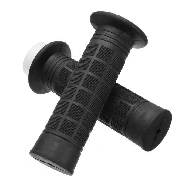 22mm087in-Pair-Motorcycle-Handlebar-Grips-Handlebar-Black-Rubber-1127682
