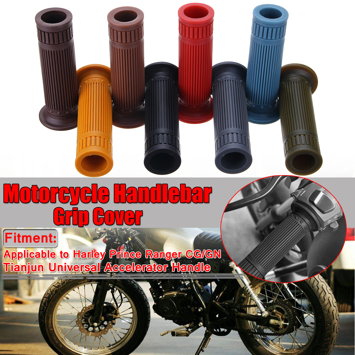 22mm24mm-Rubber-Handlebar-Hand-Grips-Bar-End-For-Motorcycle-Bike-ATV-Dirt-Cafe-Racer-1477978