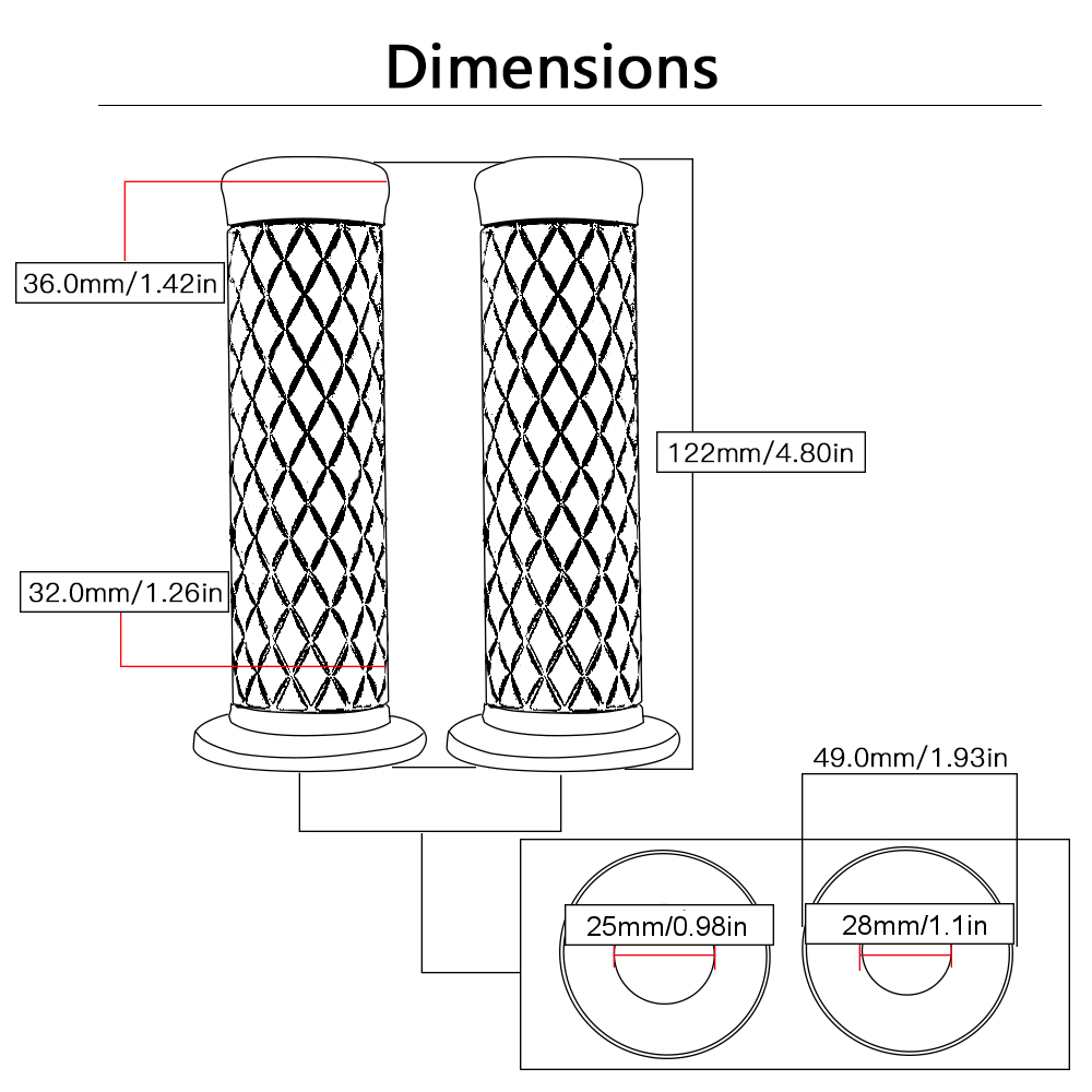 25mm-Motorcycle-Handlebar-Hand-Grip-Black-Cafe-Racer-Bubber-Clubman-Custom-For-HondaHarley-1198241