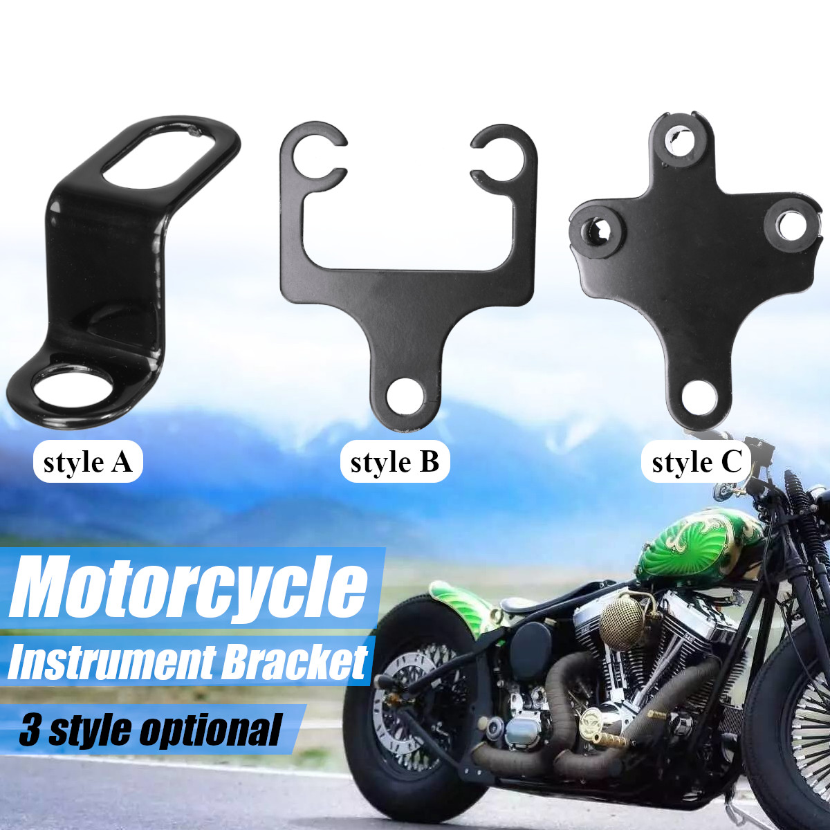 Black-Motorcycle-Instrument-Bracket-Speedometer-Tachometer-Odometer-Mount-Holder-1498831
