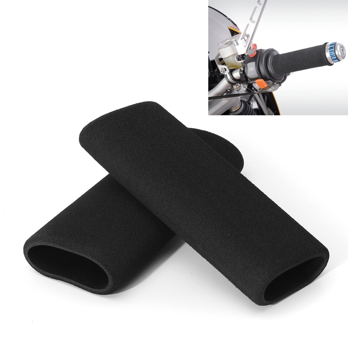 Motorcycle-Foam-Handlebar-Grip-Slip-on-Anti-Vibration-Comfort-Cover-Black-1640744