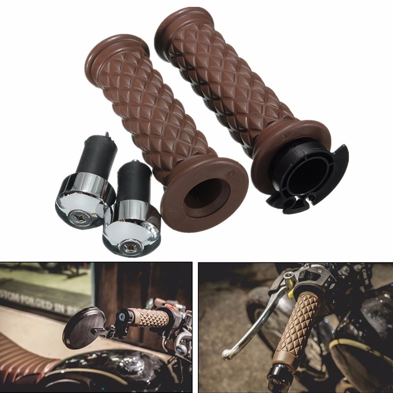 Motorcycle-Handlebar-Grip-End-Vintage-Cafe-Racer-Bobber-Clubman-Custom-1114438