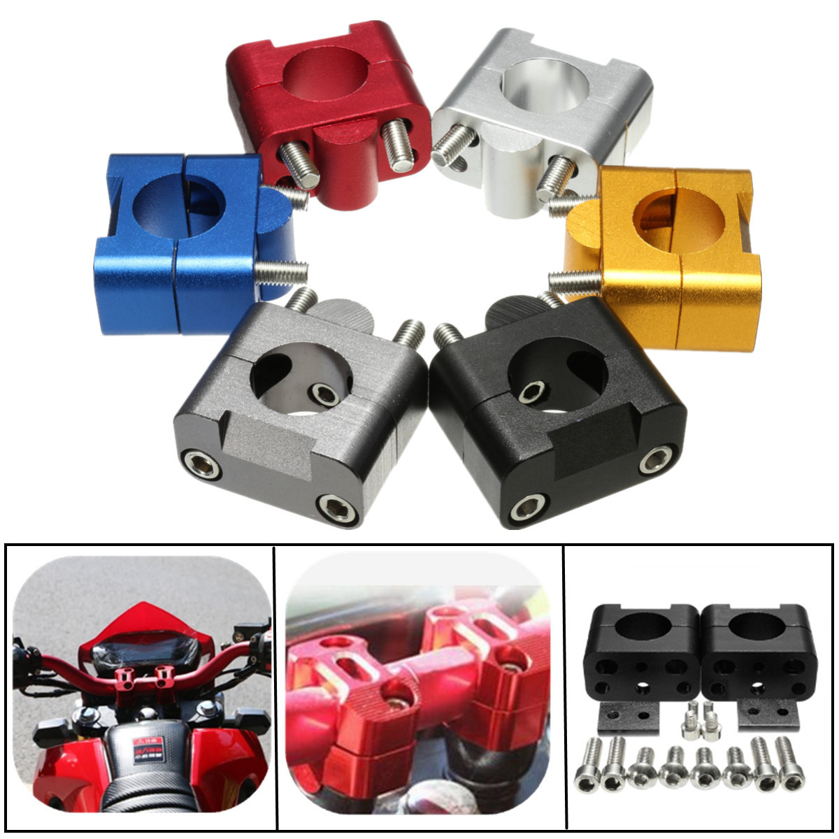 1-18quot-28mm-CNC-Handlebar-Fat-Bar-Riser-Mount-Clamp-Adaptor-for-Pit-Dirt-Motorcycle-1123151