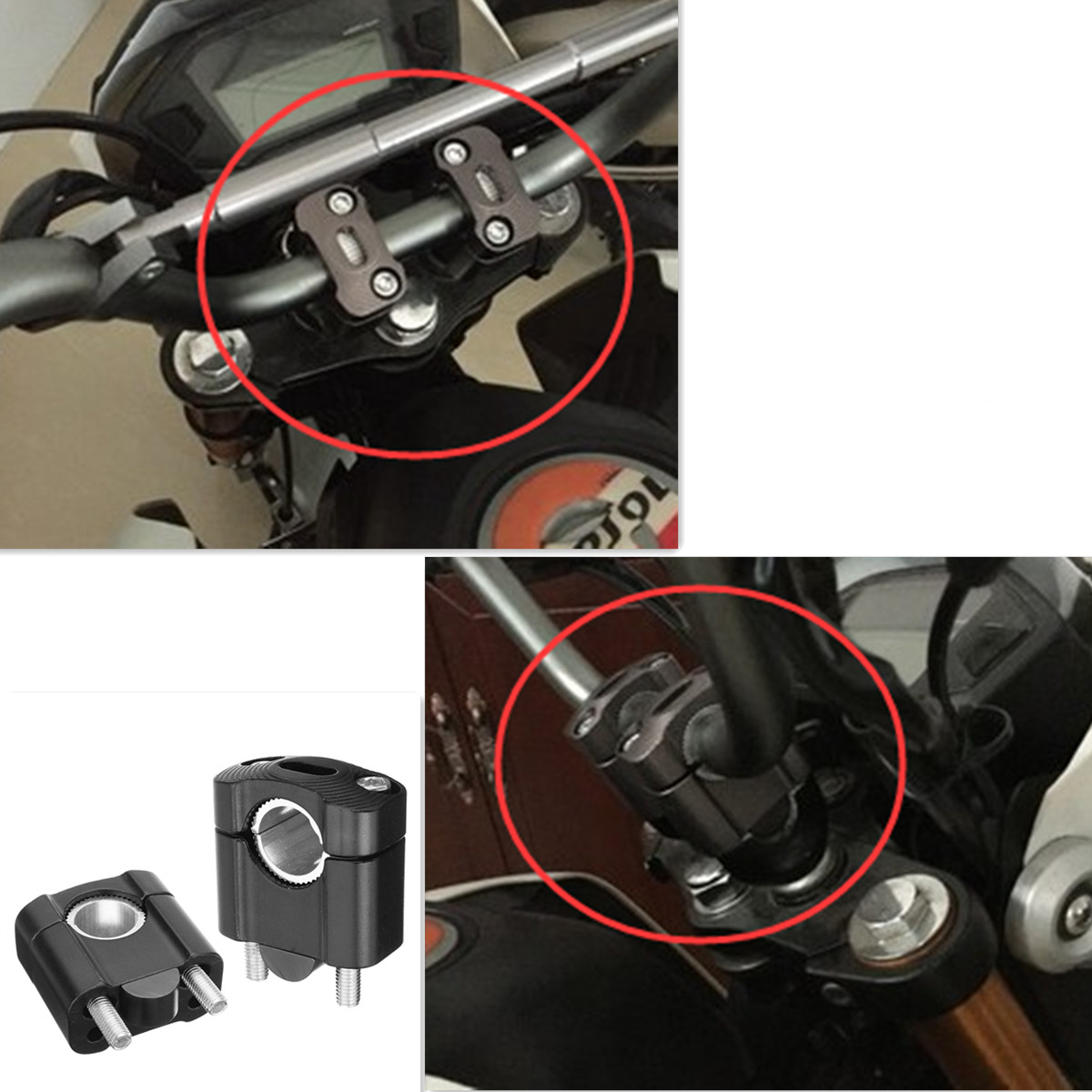 22MM-28MM-Universal-Motorcycle-HandleBar-Clamp-Riser-Taper--Dirt-Bike-1157462