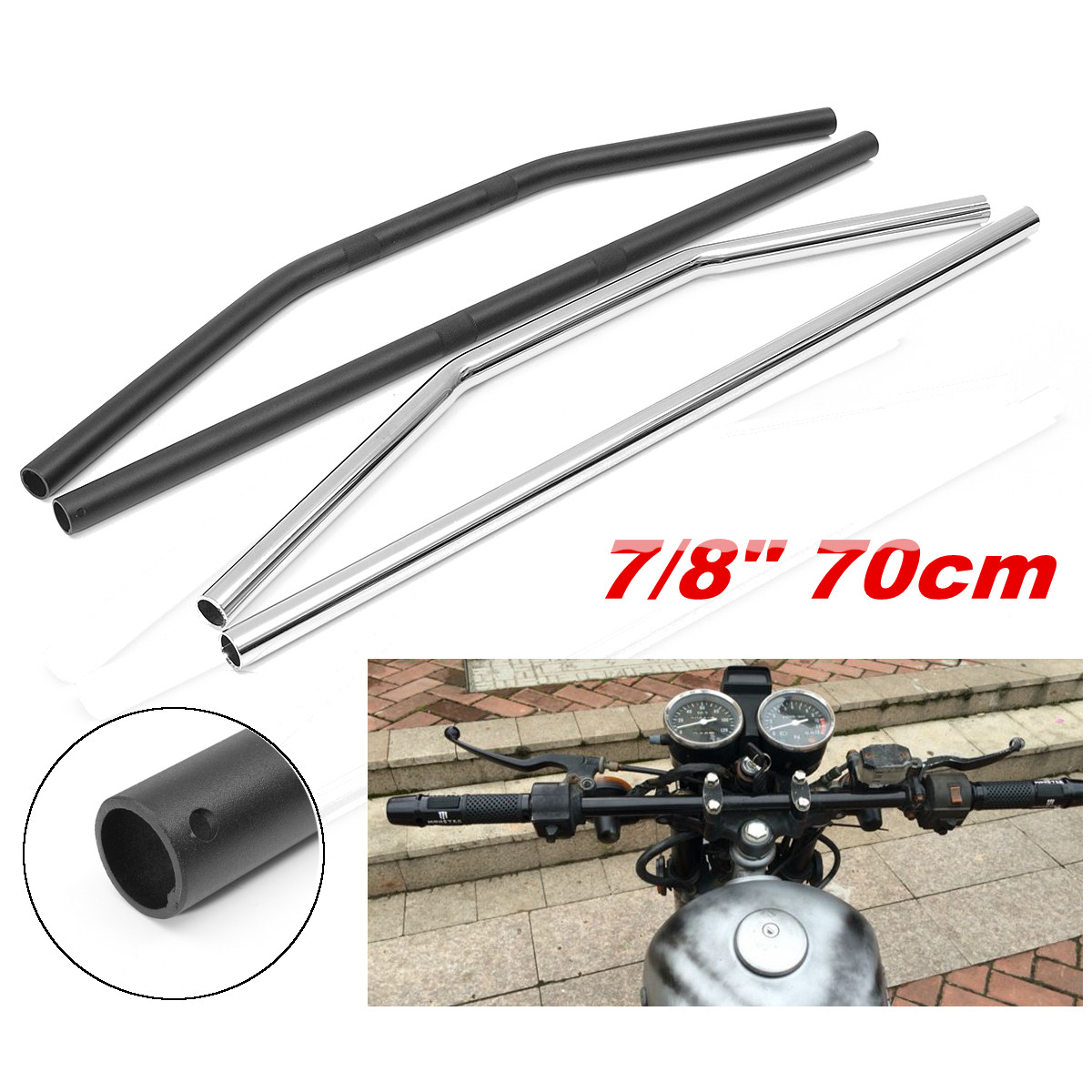 22mm-78inch-70cm-Length-Drag-Handlebar-For-HondaYamahaSuzukiKawasakiHarley-Triumph-1174454