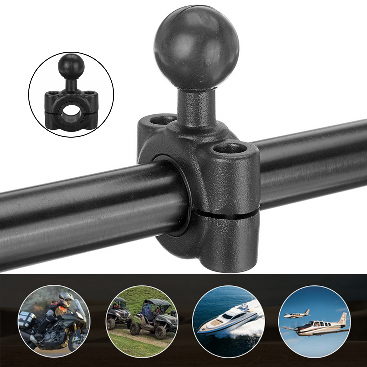 254-38MM-Motorcycle-Handlebar-Rail-Mount-U-Bolt-Mounting-Base-1quot-Ball-Head-Universal-1722259