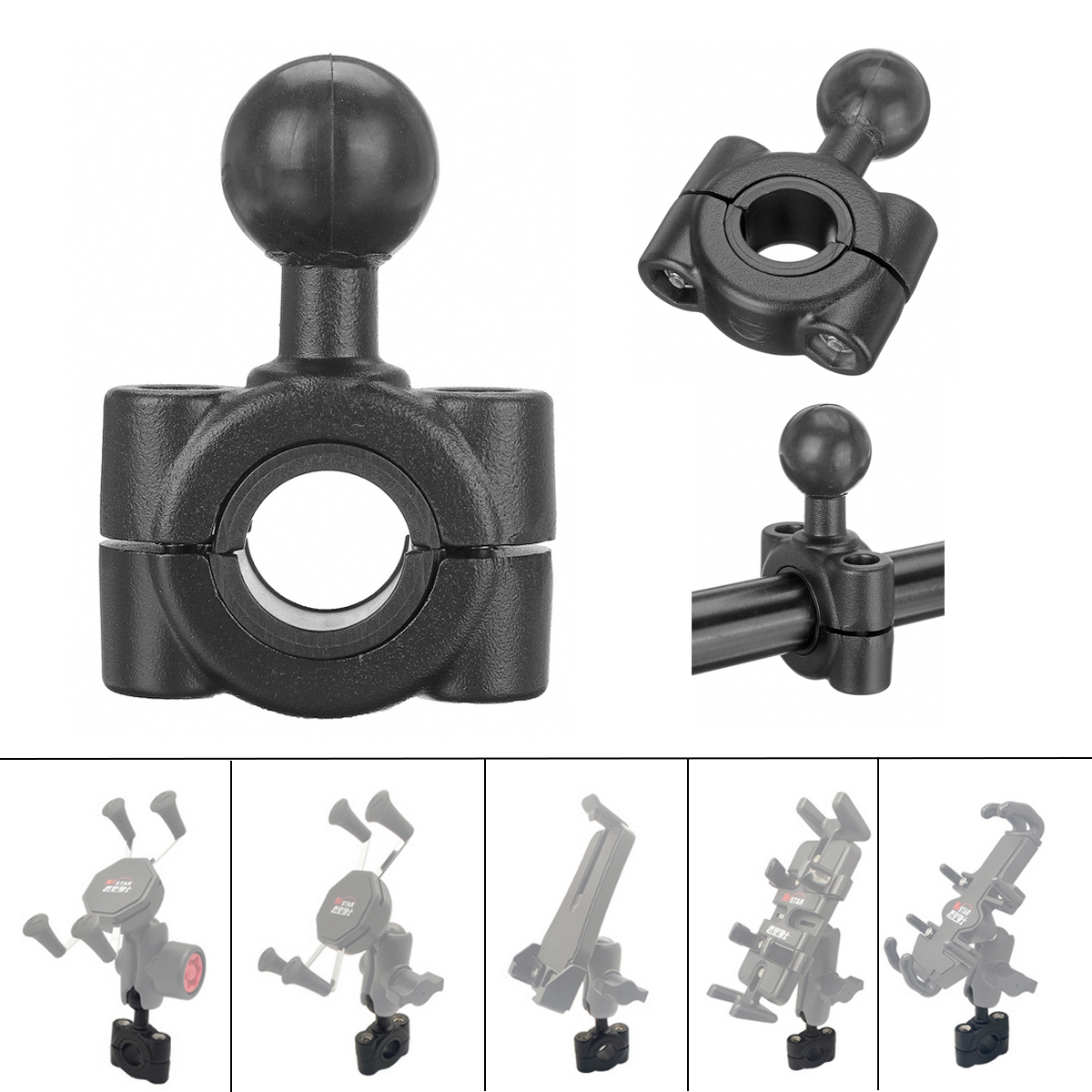 254-38MM-Motorcycle-Handlebar-Rail-Mount-U-Bolt-Mounting-Base-1quot-Ball-Head-Universal-1722259