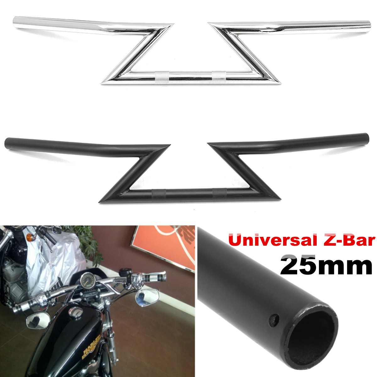 25mm-1inch-Drag-Handlebar-Z-Bar-For-HondaYamahaSuzukiKawasakiHarley-Triumph-1174937