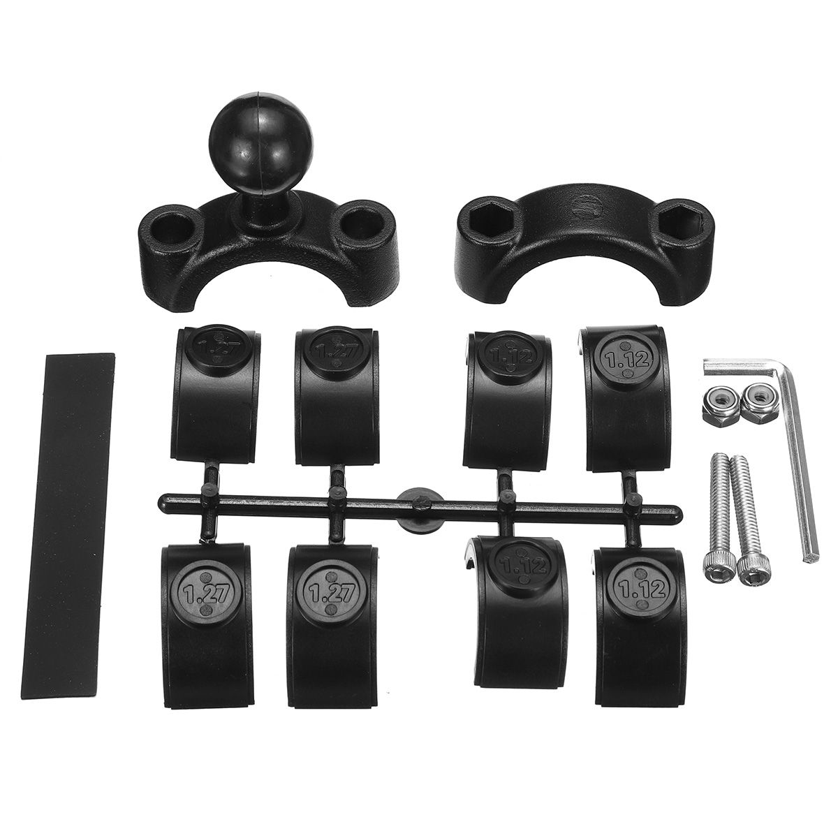 381-508mm-Round-Tube-Universal-Motorcycle-Handlebar-Rail-Mount-U-Bolt-Mounting-Base-1quot-Ball-Head-1722190