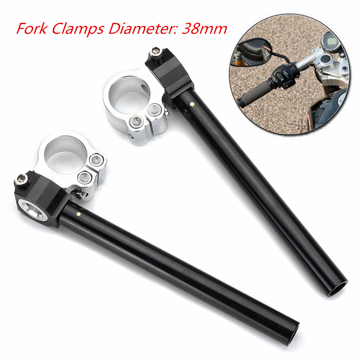 Motorcycle-38mm-Fork-Clamp-Tubes-CNC-Clip-On-Ons-78inch-Handlebars-Handle-Bar-1260594