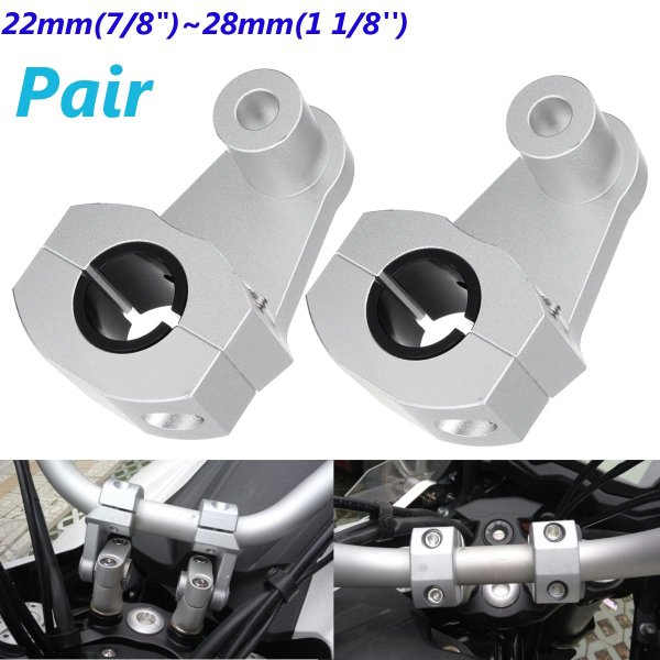 Pair-78inch-22mm-28mm-Silver-Motorcycle-Handlebar-Clamp-Aluminum-Mount-Bracket-1173213