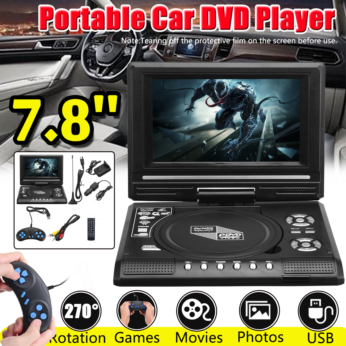 78-Inch-Portable-TV-Program-Game-270-Degree-Rotation-Car-DVD-Player-1409539