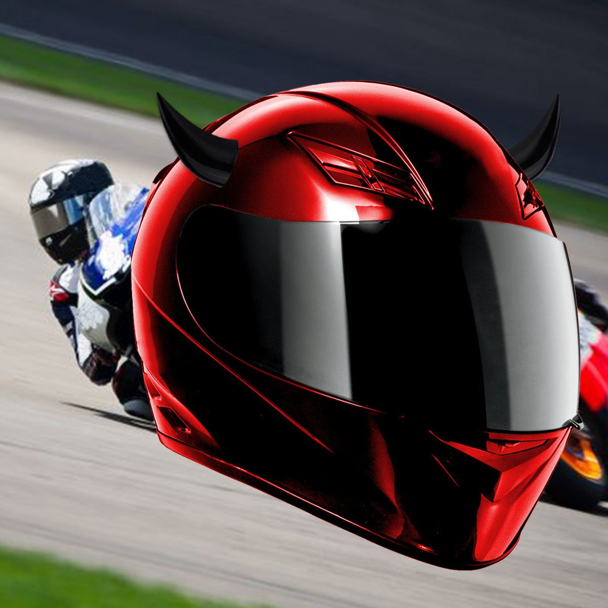 Black-Motorcycle-Helmet-Headwear-Accessoriess-Suction-Cups-Horns-Decor-Decoration-1376624