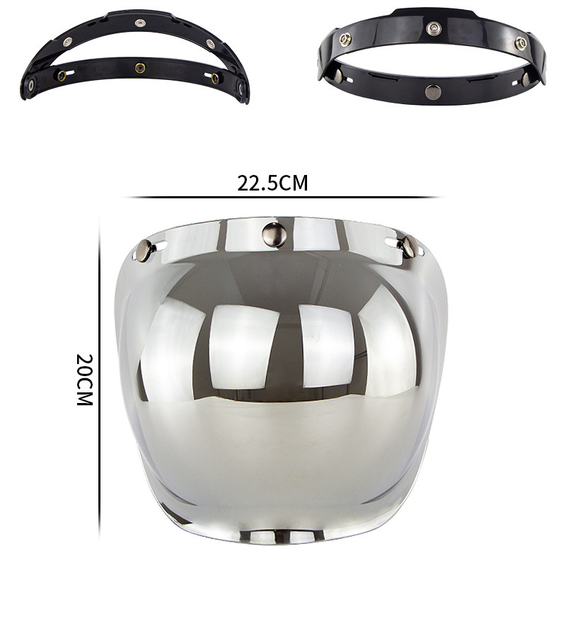 CYCYLEGEAR-Bubble-Shield-Helmet-Lens-For-Half-Retro-Flying-Helmet-Tri-buckle-Lens-With-Black-Frame-1694535