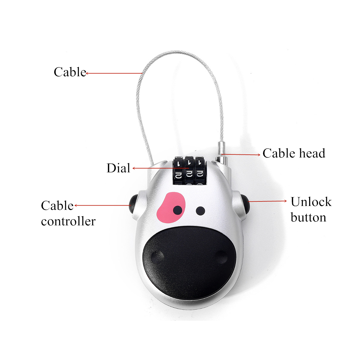 Digit-Password-Padlock-Motorcycle-Helmet-Combination-Lock-Safety-Adjustable-Cartoon-Cow-Carriage-Fas-1645375