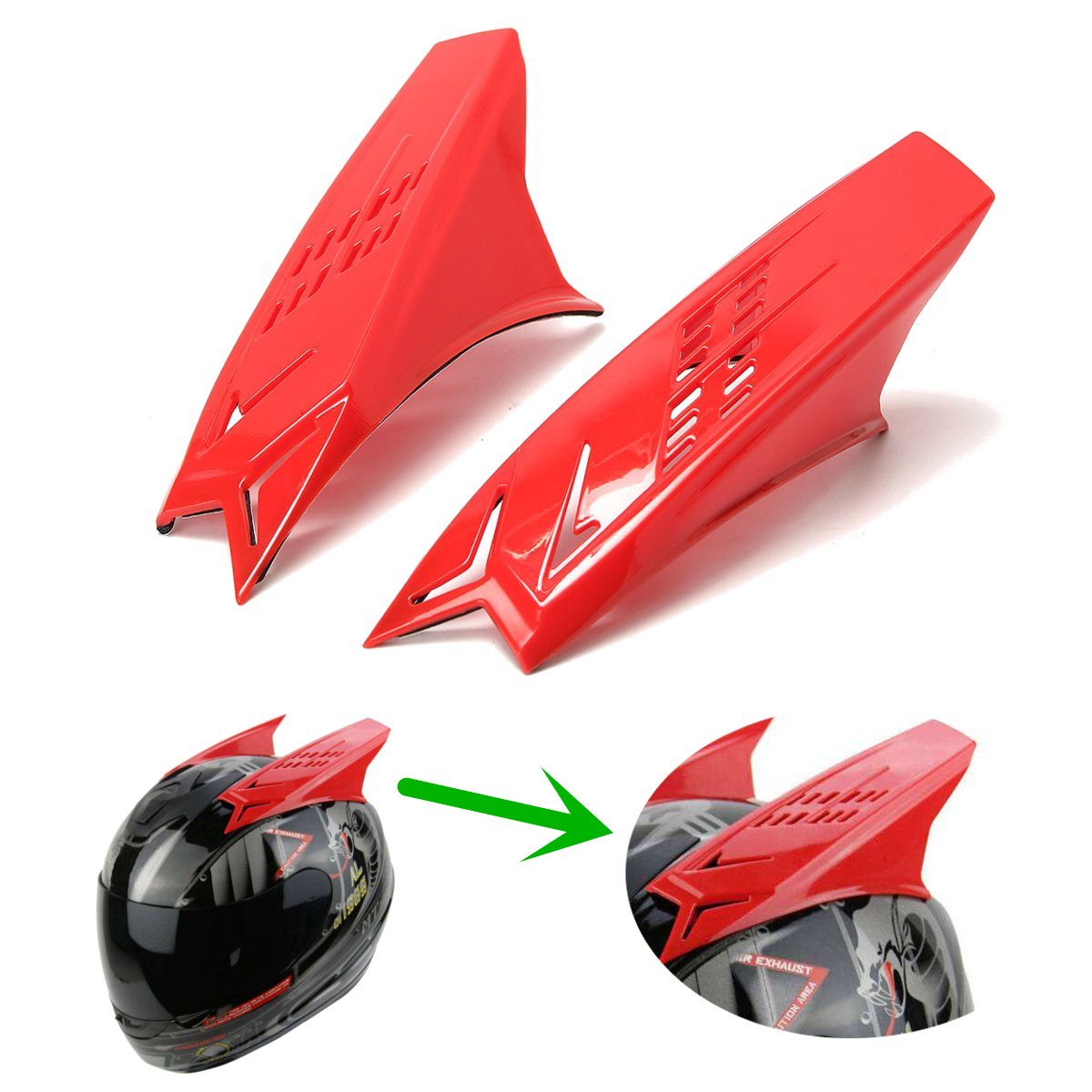 Mens-Motorcycle-Helmet-Horns-Accessories-Yellow-Red-Black-With-Scotch-Tapes-1135606
