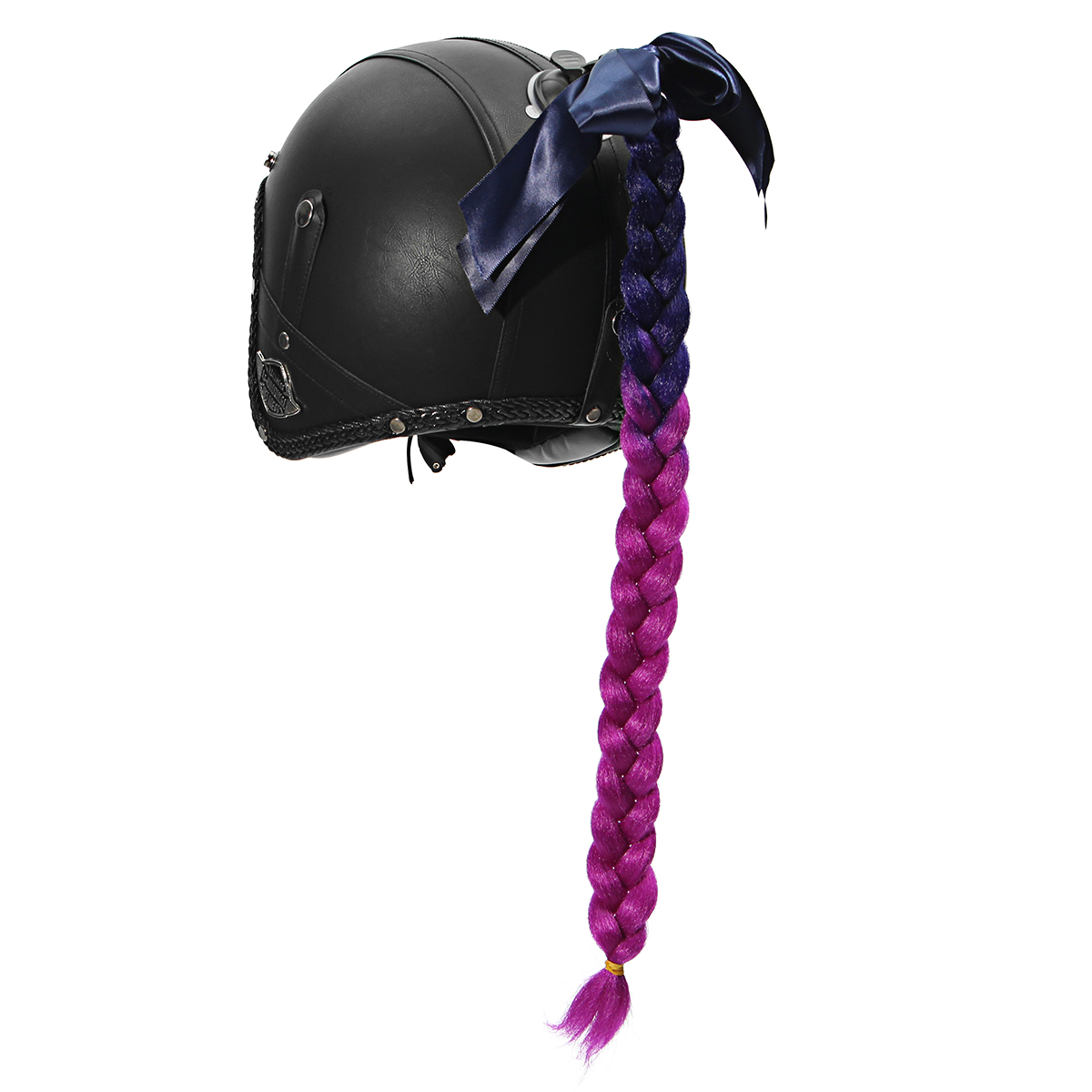 Motorcycle-Gradient-Ramp-Helmet-Braids-Punk-Style-Twist-Braid-Hair-Pigtail-Ponytail-1371886