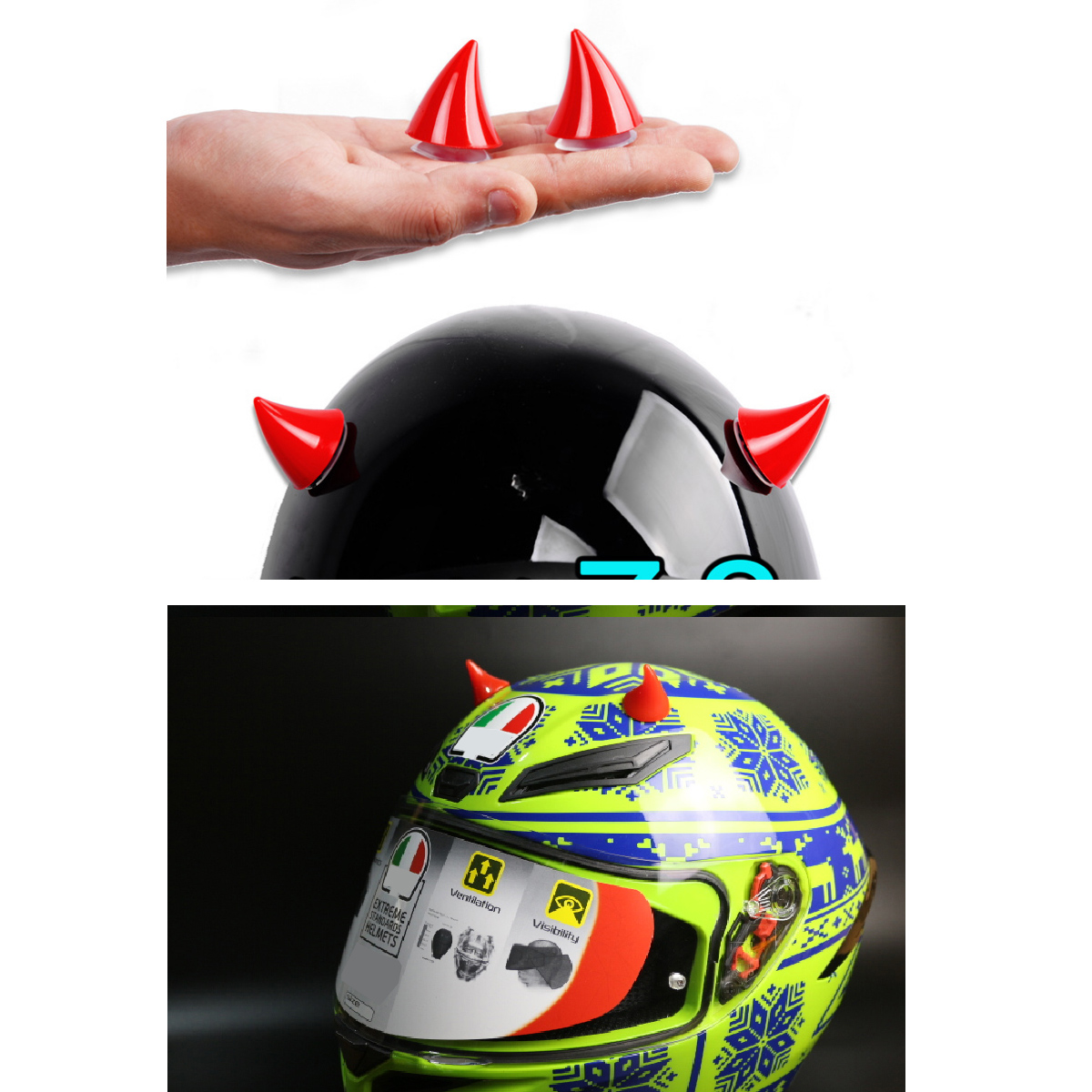Motorcycle-Helmet-Corner-Plastic-Resilient-Silicone-Suction-Soft-Horn-Decoration-1703359