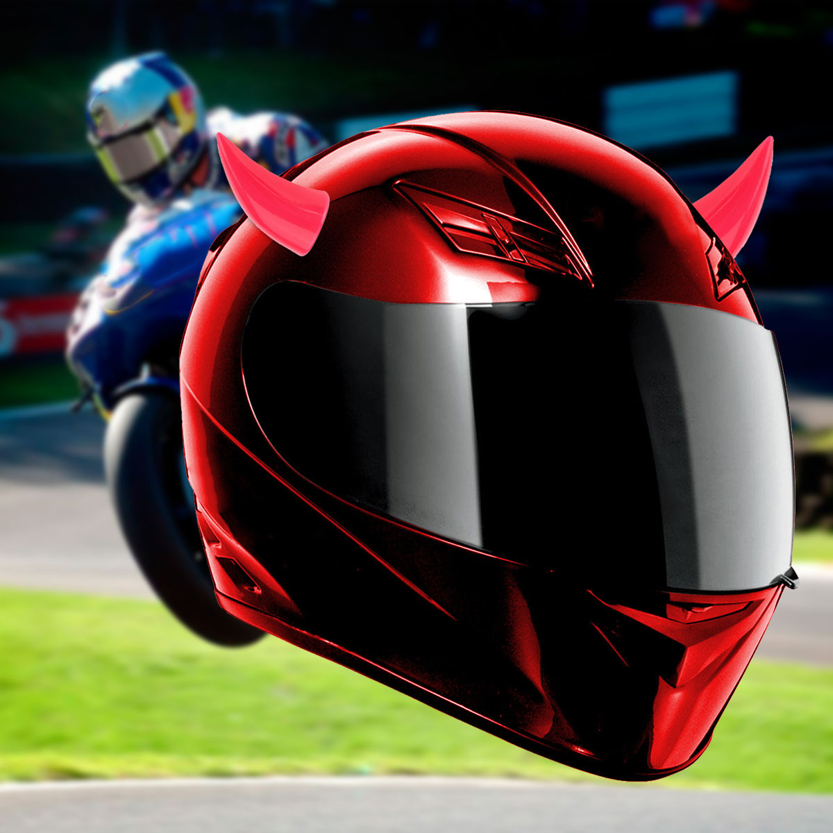 Pink-Motorcycle-Helmet-Headwear-Accessoriess-Suction-Cups-Horns-Decor-Decoration-1376625