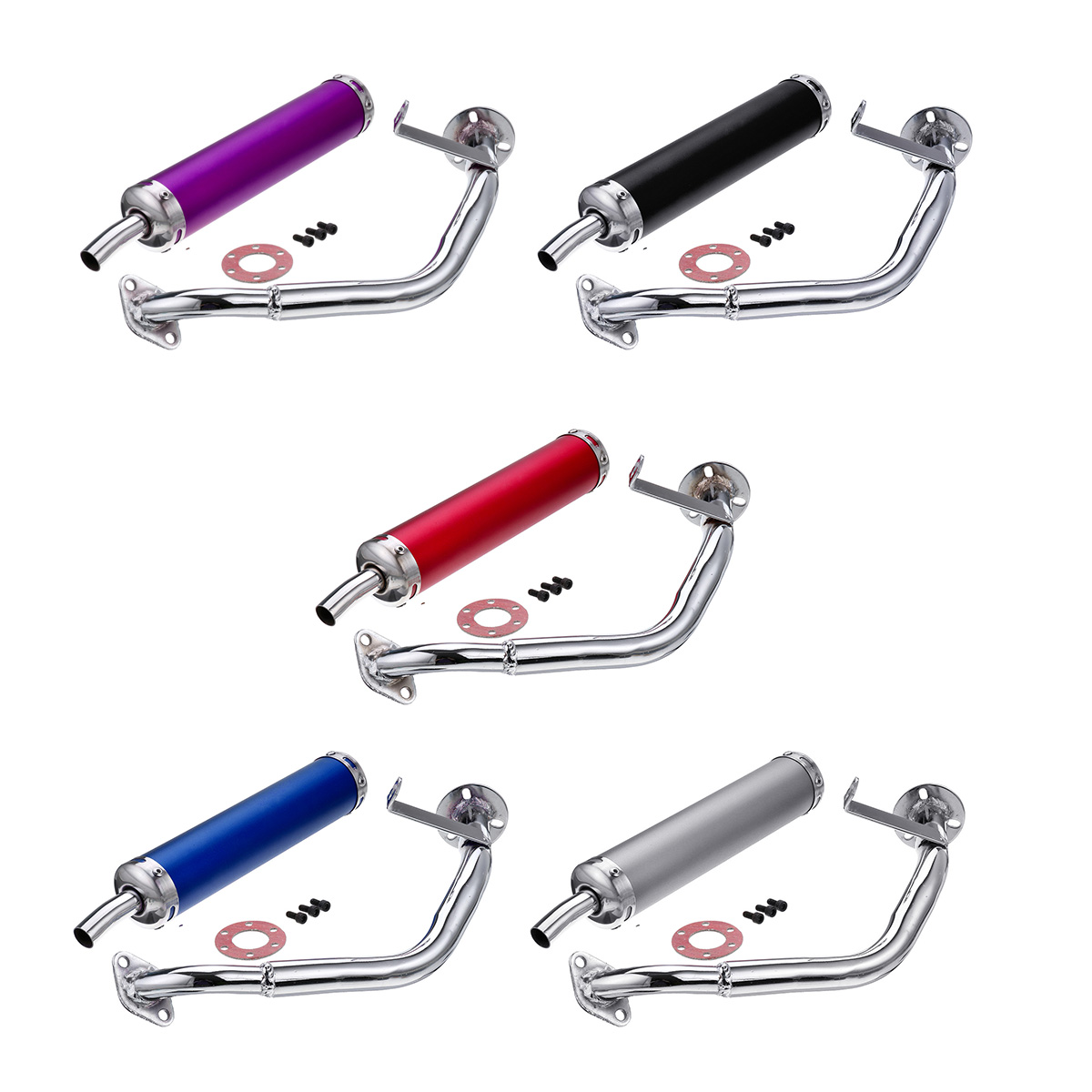 22MM-Inlet-Round-Bent-Outlet-Exhaust-Muffler-Tip-End-Tail-Pipe-with-GY6-Front-Pipe-Kit-Rear-1505698