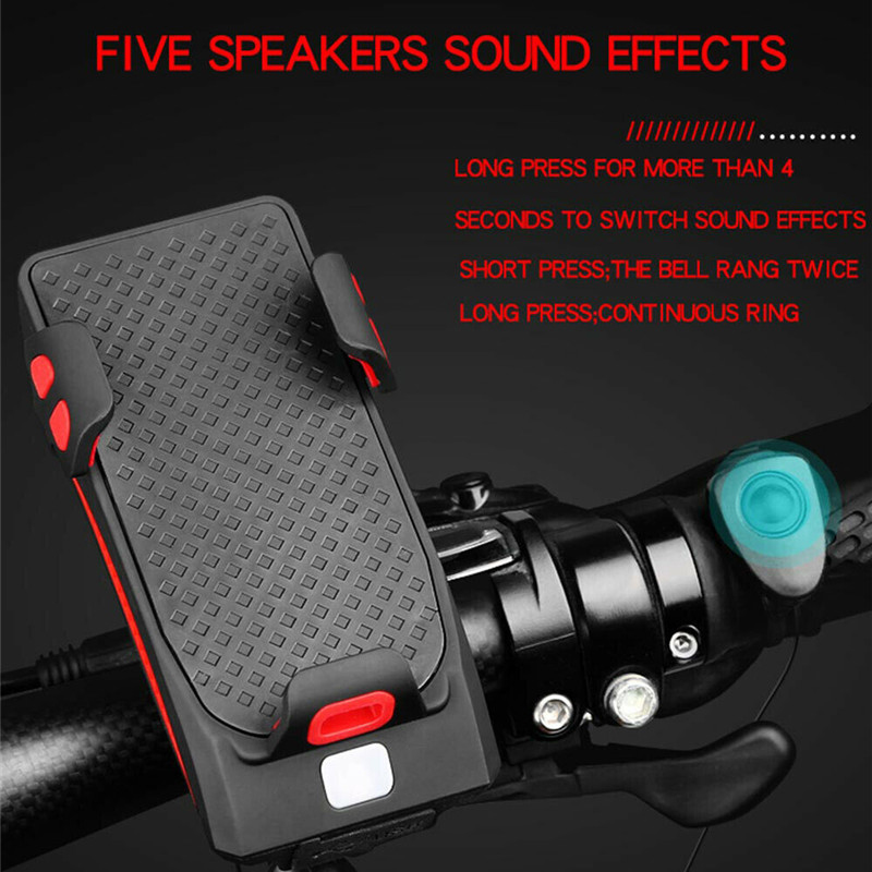 USB-Rechargeable-LED-Bicycle-Headlight-Bike-Horn-Handlebar-Phone-Holder-Cycle-VC-1608409