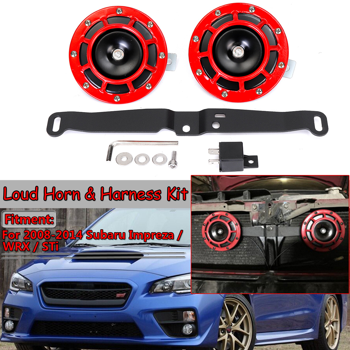 12V-139dB-Grill-Mount-Super-Loud-Horn-Compact-Electric-Blast-Tone-Kit-for-SUBARU-Impreza-WRX-STi-BRZ-1470185