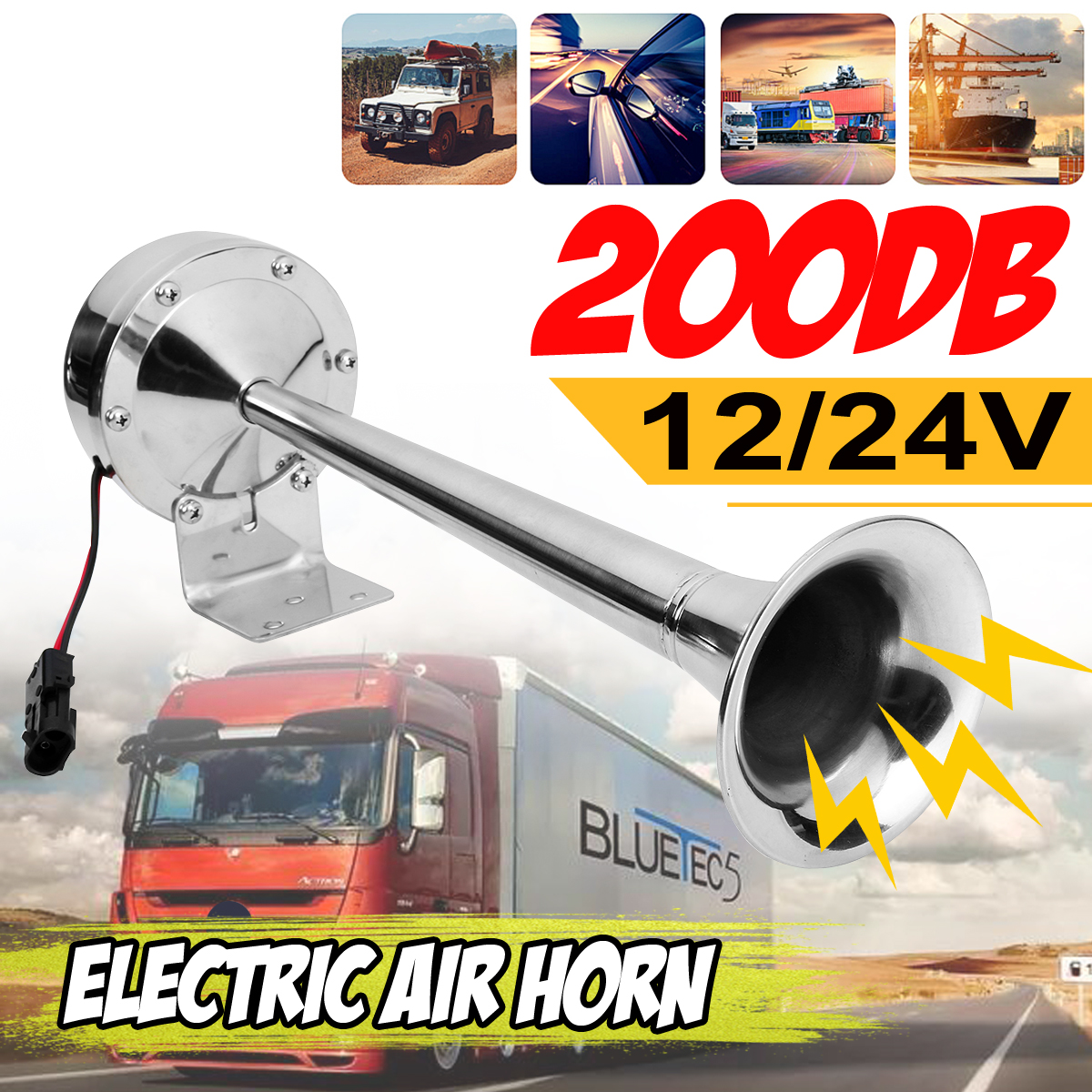12V24V-Super-Loud-200db-Trumpet-Air-Horn-for-Car-Truck-Van-Lorry-Boat-Metal-1782152