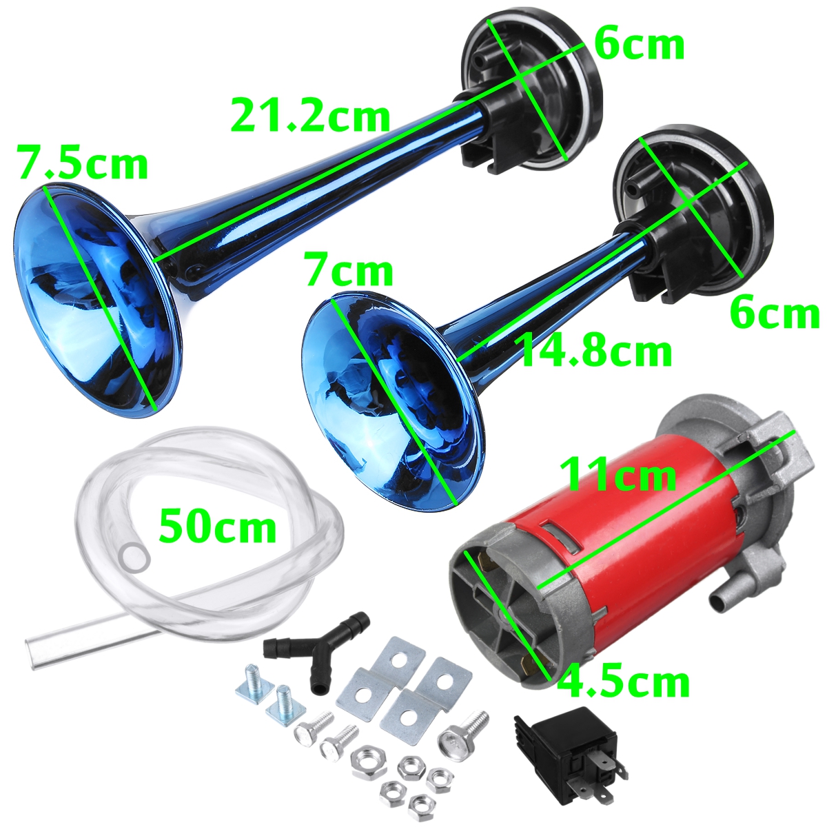 24V-178dB-Blue-Dual-Tube-Super-Loud-Air-Horn-Trumpet-with-Compressor-For-Car-Truck-Boat-Train-1604661