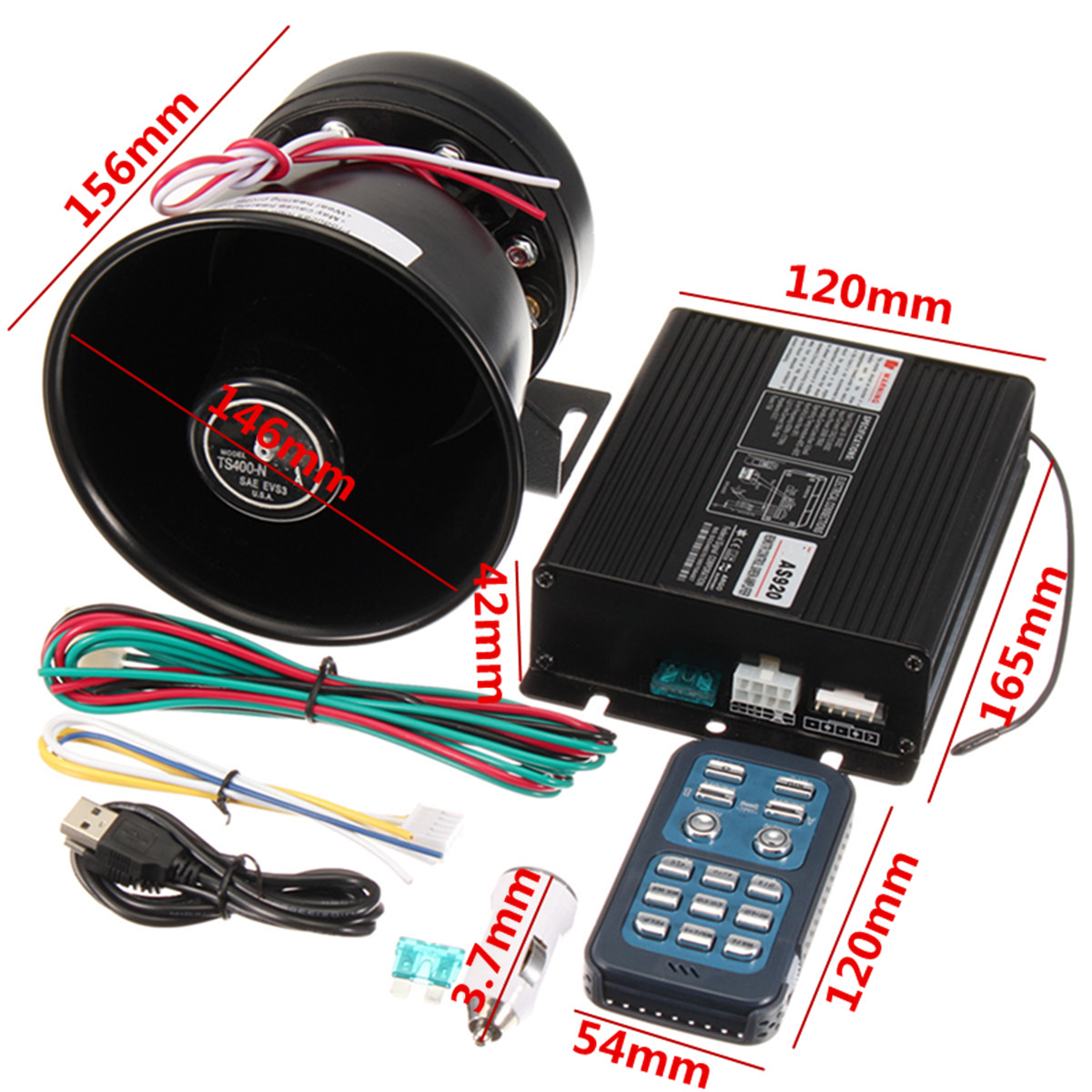 DC12V-400W-8-Sound-Loud-Car-Warning-Alarm-Police-Siren-Horn-PA-Speaker-Remote-1261442